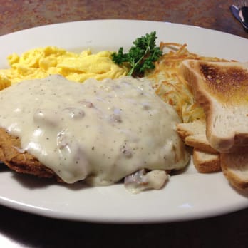 Huckleberry's - Country Fried Steak & Eggs w/Hash Browns and White Toast - Delicious! - Breakfast & Brunch Near Me - Fairfield, California Huckleberry's - Country Fried Steak & Eggs w/Hash Browns and White Toast - Delicious! - Breakfast & Brunch Near Me - Fairfield, California