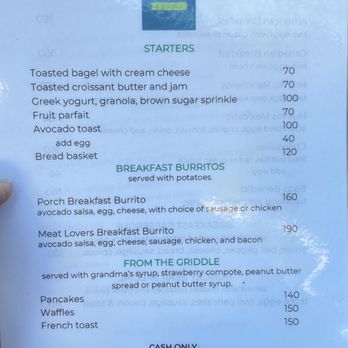 The Porch - Feb 2024 menu - Coffee & Tea Near Me - Puerto Vallarta, JAL