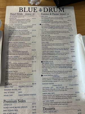 Menu photo 1 Blue Drum Little River, SC