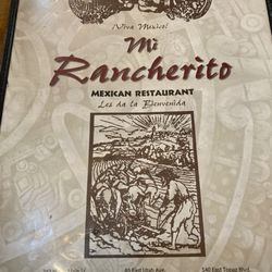 Mi Rancherito Mexican Restaurant - Menu cover