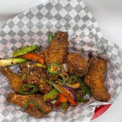 Behind the Pine Bar & Grill - Hot Garlic wings.
