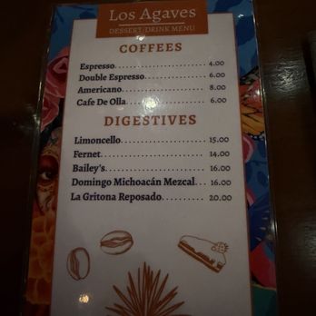 Los Agaves - Coffee & Digestive Menu - Mexican Near Me - Napa, California