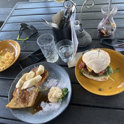 Karaka Cafe - French toast and Breakfast Burger and side of eggs