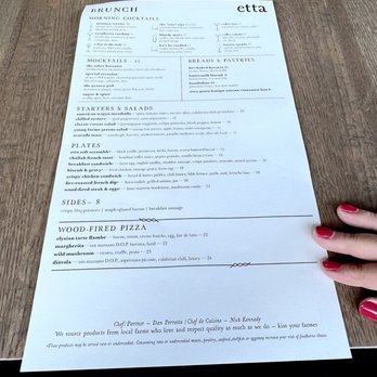 etta - Brunch Menu - New American Near Me - Scottsdale, Arizona