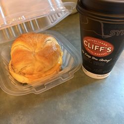 Cliff's Local Market - Sausage egg and cheese on a croissant, Utica coffee