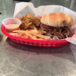 Swaney Swifts - Smokehouse BBQ Burger with Fries and Fried Pickles