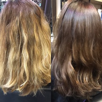 Back To Brunette Toned Down Blonde And Lowlights For Dimension