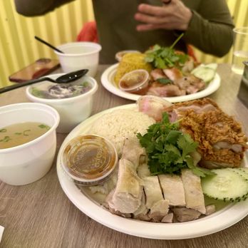 Chick It Out - Poached and Fried Chicken over Ginger Rice - Thai Near Me - New York, New York Chick It Out - Poached and Fried Chicken over Ginger Rice - Thai Near Me - New York, New York