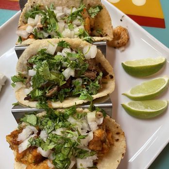 My Quate - Shrimp, steak and al pastor tacos with option 1 - onions, cilantro and lime - Mexican Near Me - Hamilton Township, New Jersey My Quate - Shrimp, steak and al pastor tacos with option 1 - onions, cilantro and lime - Mexican Near Me - Hamilton Township, New Jersey