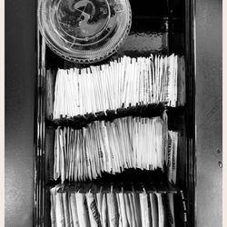 Loquat Coffee - Condiments are neatly organized.