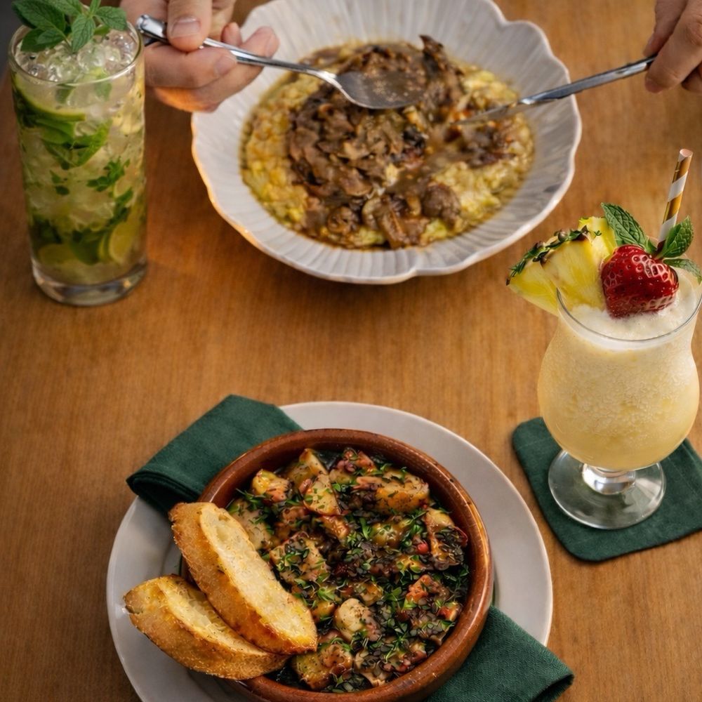 Try the risotto and the octopus. Try the risotto and the octopus.