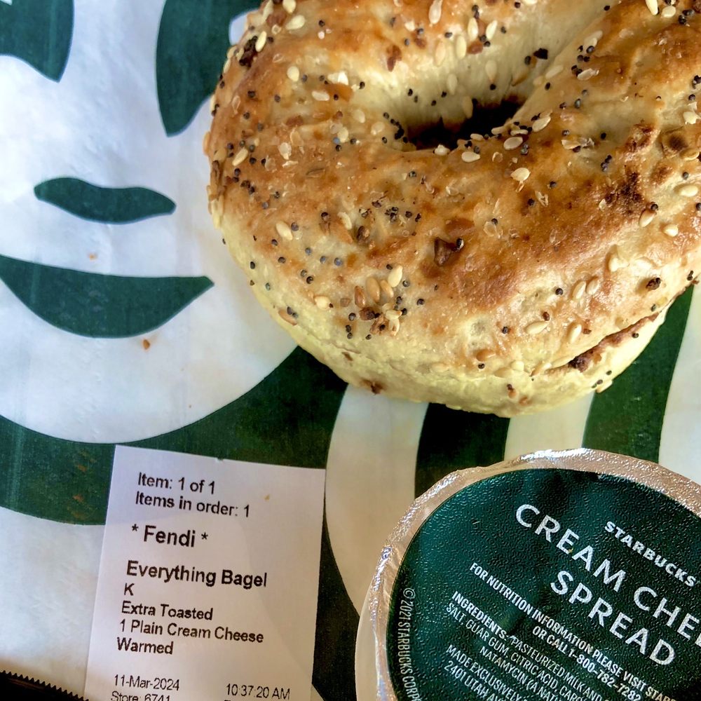 Starbucks - Everything Bagel +cream cheese - Coffee & Tea Near Me - San Diego, California Starbucks - Everything Bagel +cream cheese - Coffee & Tea Near Me - San Diego, California