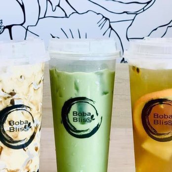 Boba Bliss - (Left to right) Organic Alishan Oolong Milktea, Thai Green Tea, Tropical Passion Fruit. - Bubble Tea Near Me - Dublin, California