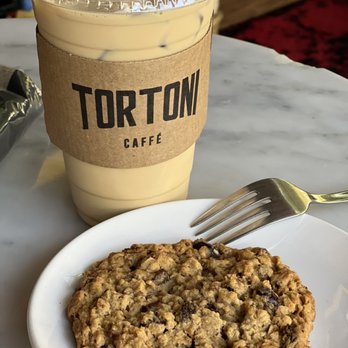 Tortoni Caffe - Iced latte with oatmeal raisin cookie - Coffee & Tea Near Me - Sherman Oaks, California