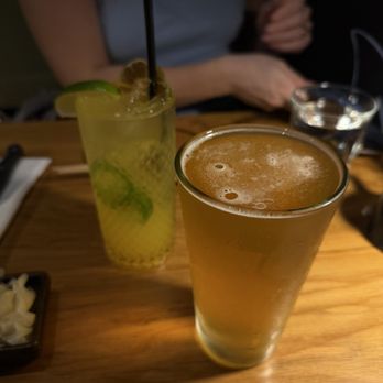 Sonmari - Yuzu Soju cocktail and Japanese golden ale (forgot the names) - Sushi Bars Near Me - Los Angeles, California Sonmari - Yuzu Soju cocktail and Japanese golden ale (forgot the names) - Sushi Bars Near Me - Los Angeles, California