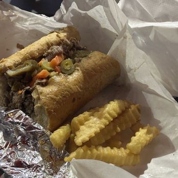 Marq's Chicago Beef - Italian beef, dunked, with peppers and side of Fries - Sandwiches Near Me - Toronto, Ontario