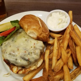 The Explorium Brewpub Greendale - Hamburger with pepper jack cheese and fries for about $10 - Pizza Near Me - Greendale, Wisconsin The Explorium Brewpub Greendale - Hamburger with pepper jack cheese and fries for about $10 - Pizza Near Me - Greendale, Wisconsin