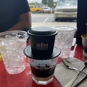 HEM Kitchen And Bar - Phin Coffee with Milk aka Cafe Sua Da - Vietnamese Near Me - Houston, Texas