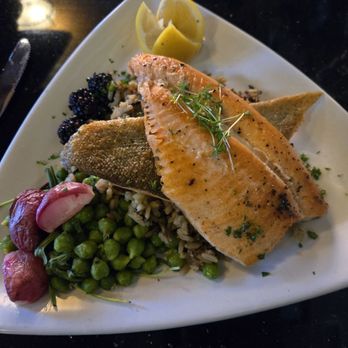 Spotted Dog - The trout, those are green garbanzo, loved the wild rice too - American Near Me - Springdale, Utah Spotted Dog - The trout, those are green garbanzo, loved the wild rice too - American Near Me - Springdale, Utah