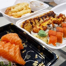 a variety of sushi dishes a variety of sushi dishes