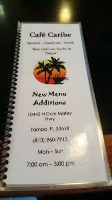 Menu photo 6 Cafe Caribe Tampa, FL