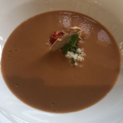 Cafe sa Placa - Gazpacho- solid. Ask for more pepper and onion and add a bit of black pepper on top for flavoring.