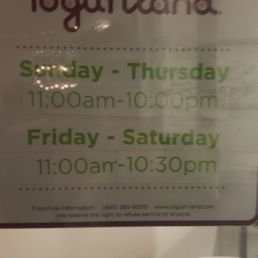 Business Hours. We came in at 9:30pm