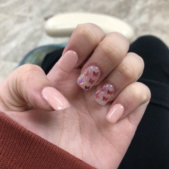 Luxury Spa & Nails - Pink butterfly nails - Nail Salons Near Me - Evansville, Indiana