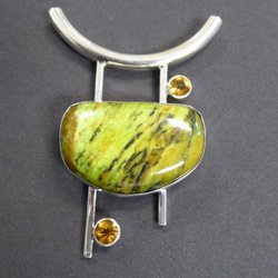 Albuquerque Silver & Stone Academy - Sterling silver, gaspeite and topaz pendant.