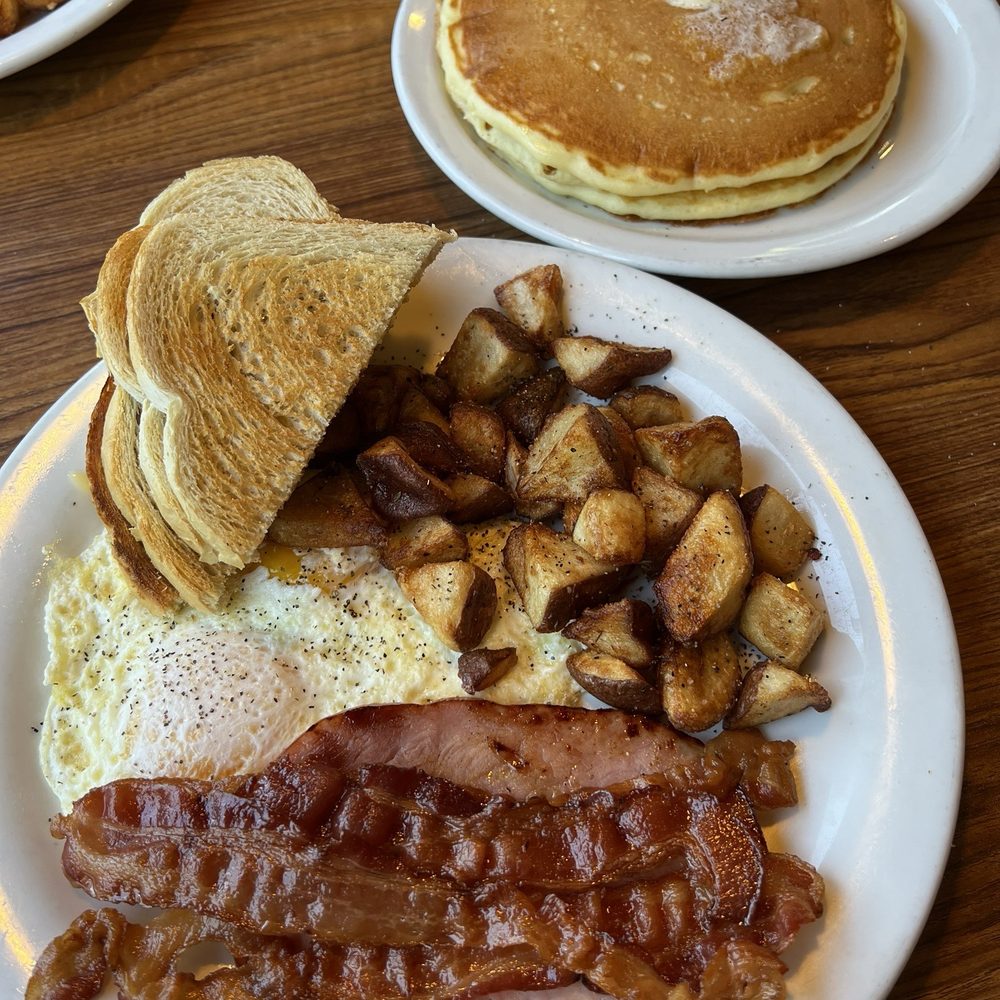 Denny's - Lumberjack Slam with over easy eggs and red skin potatoes. - American Near Me - Corona, California