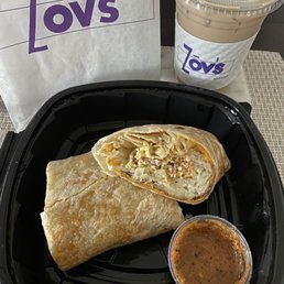 Breakfast Burrito and an Iced Vanilla Latte Breakfast Burrito and an Iced Vanilla Latte