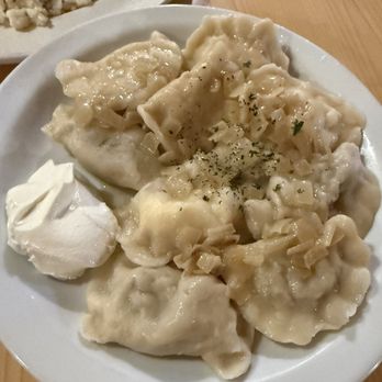 Europa - Pierogi: half meet and half cheese/potato. Side of sour cream. - Modern European Near Me - Black Diamond, Washington