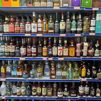 Chevron - shelves of liquor in a liquor store - Gas Stations Near Me - Carmichael, California