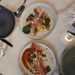 The Purple Pig - Stuffed peppers. Tuna crudo