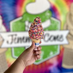 Jimmie Cone - Strawberry soft serve with rainbow sprinkles