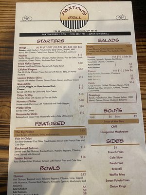 Menu photo 1 Paxton's Grill Loveland, OH Menu photo 1 Paxton's Grill Loveland, OH