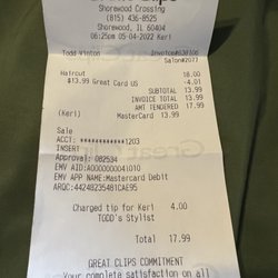 Great Clips - Receipt from Keri.