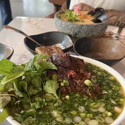 Caldo de Costia: beef soup with mint. Probably about a pound of short rib. Amazing