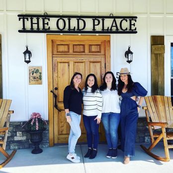 Vineyard at The Old Place - three women standing in front of the winery - Wine Tasting Room Near Me - Peachland, North Carolina