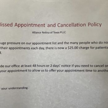 Alliance Retina - Cancellation policy - Retina Specialists Near Me - Fort Worth, Texas