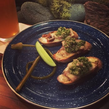 Watershed Cafe - Pork Belly Bruschetta - New American Near Me - Leavenworth, Washington Watershed Cafe - Pork Belly Bruschetta - New American Near Me - Leavenworth, Washington