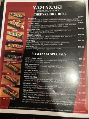 Menu photo 2 Yamazaki Sushi & Steaks Bremerton, WA Menu photo 2 Yamazaki Sushi & Steaks Bremerton, WA