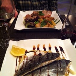 L'angle du 15 - Pork entreé, fish on bed of fennel.