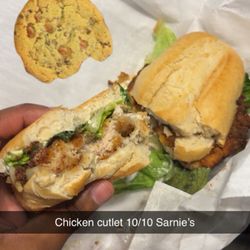 Sarnies - Chicken cutlet, caramel cookie