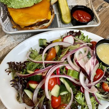 Alchemist & Barrister - The Tiger Burger with Salad - Pubs Near Me - Princeton, New Jersey Alchemist & Barrister - The Tiger Burger with Salad - Pubs Near Me - Princeton, New Jersey