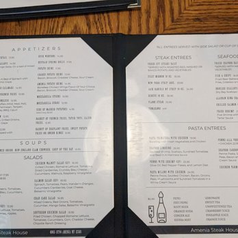 Amenia Steak House - a menu and a drink - Steakhouses Near Me - Amenia, New York