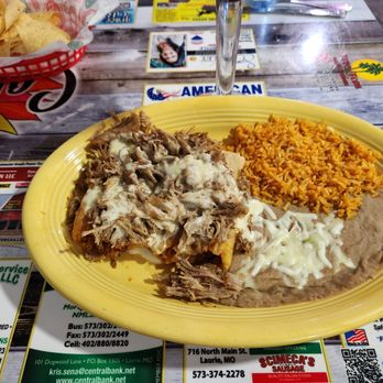 Carmelita's - Tamales w/pork carnitas on top, rice n beans - Mexican Near Me - Gravois Mills, Missouri Carmelita's - Tamales w/pork carnitas on top, rice n beans - Mexican Near Me - Gravois Mills, Missouri
