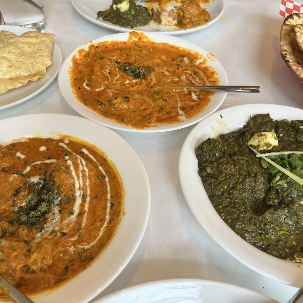 Malai kofta, palak paneer, veg tikka masala, naan and papad Malai kofta, palak paneer, veg tikka masala, naan and papad