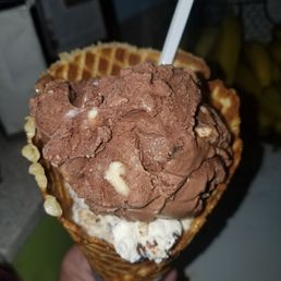 Waffle cone with NY Super Fudge Chunk & Americone Dream Waffle cone with NY Super Fudge Chunk & Americone Dream