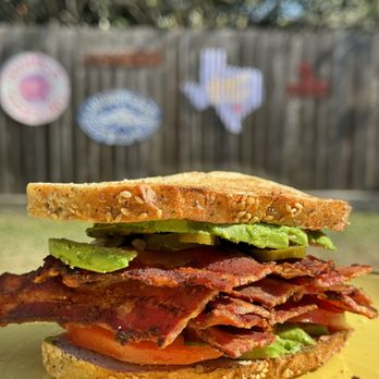 Kountry Boy Sausage - This Texas BLT Sandwich stacks Kountry Boys Thick-Cut Original Bacon with avocado, tomato and a jalapeño kick. - Meat Shops Near Me - Brenham, Texas Kountry Boy Sausage - This Texas BLT Sandwich stacks Kountry Boys Thick-Cut Original Bacon with avocado, tomato and a jalapeño kick. - Meat Shops Near Me - Brenham, Texas